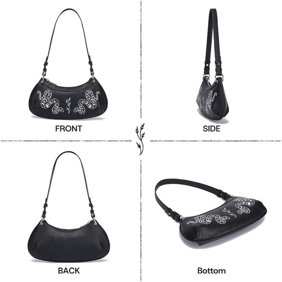 Bat Goth Mini Purse Women Y2K Small Shoulder Bag Star Charm Fashion Black Snake - Picture 8 of 8